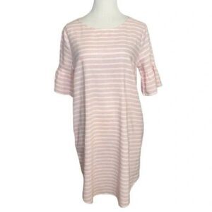 Love In women’s pink white stripe short-tail short sleeve dress Soft Girl Preppy